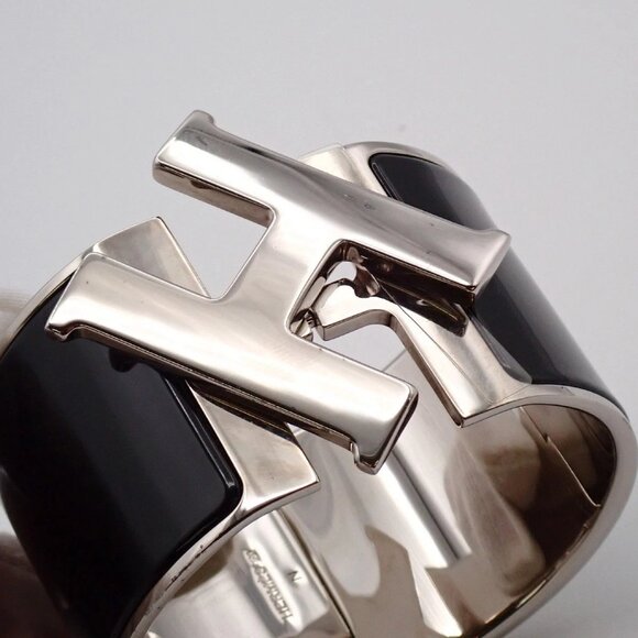 HERMES Logo Clic-Clac H XL Bracelet Black Silver 85RL215 - Picture 10 of 16